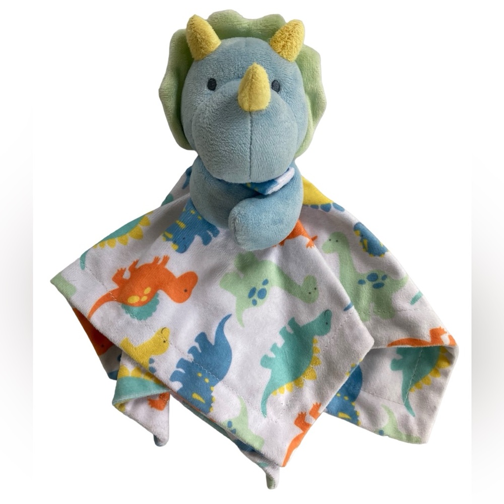 Baby Essentials Dinosaur Triceratops 12" Lovey Plush Baby Blanket AD Sutton